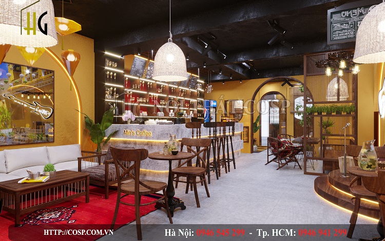 Dự án thiết kế nội thất cửa hàng Coffee House Hội An